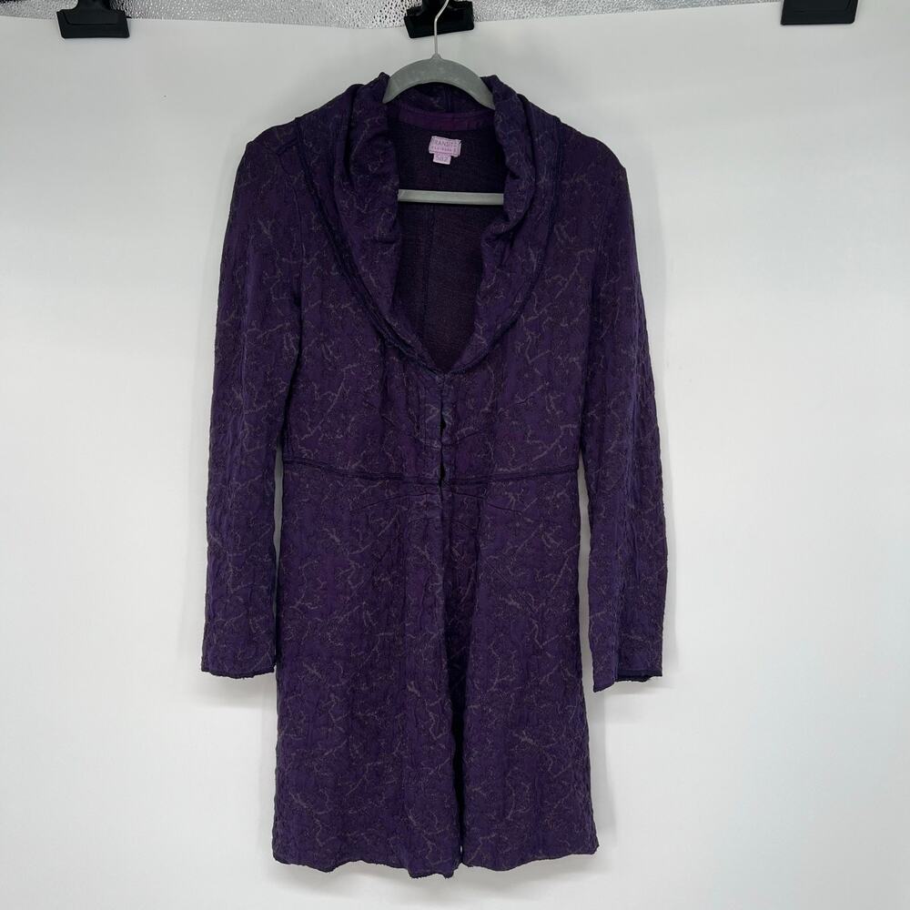 Transit Par Such 582 Patterned Sweater Coat Women's Size 5 US 14 Purple Shawl